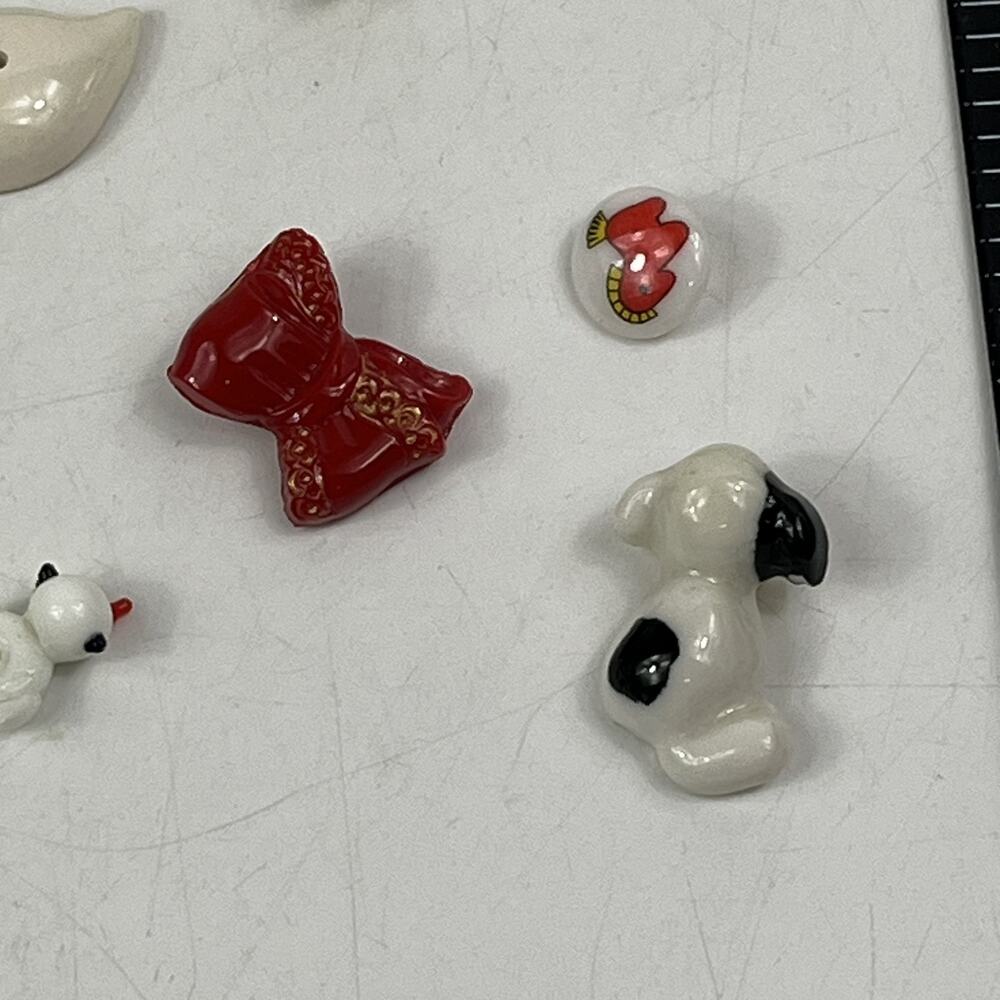 Vtg Lampwork Glass Beads Lot Animal Bird Dog Bows Snowman Jewelry Making Craft - Picture 7 of 10